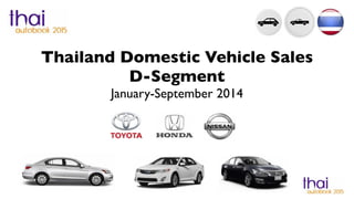 Thailand Domestic Vehicle Sales 
D-Segment 
January-September 2014 
 