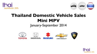 Thailand Domestic Vehicle Sales 
Mini MPV 
January-September 2014 
 