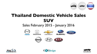 Thailand Domestic Vehicle Sales
SUV
Sales February 2015 - January 2016
 