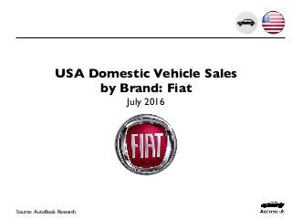 USA Domestic Vehicle Sales
by Brand: Fiat
July 2016
Source: AutoBook Research
 