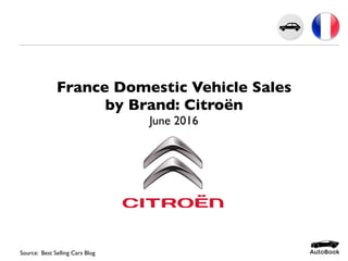 France Domestic Vehicle Sales
by Brand: Citroën
June 2016
Source: AutoBook Research
 