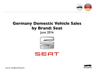 Germany Domestic Vehicle Sales
by Brand: Seat
June 2016
Source: AutoBook Research
 