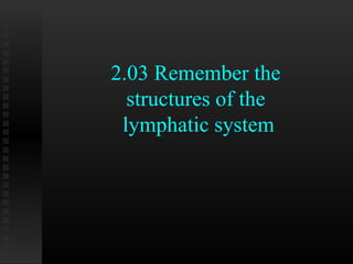 2.03 Remember the
  structures of the
 lymphatic system
 