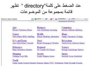 عند الضغط على كلمة ” directory ” تظهر قائمة بمجموعة من الموضوعات