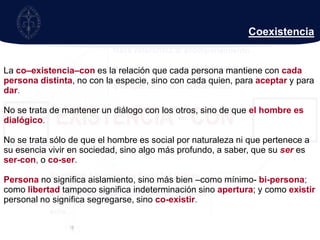 Conocerse como amantes a nivel personal es aceptarse como tales. Lo primero de la persona humana no es dar amor, sino aceptarse como amante y aceptar el amor ajeno. 