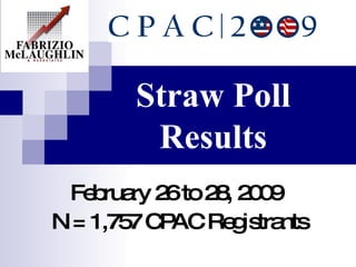 February 26 to 28, 2009 Straw Poll Results N = 1,757 CPAC Registrants 