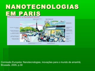 NANOTECNOLOGIAS
    EM PARIS




Comissão Européia: Nanotecnologias, inovações para o mundo de amanhã,
Brussels, 2005, p.30
 