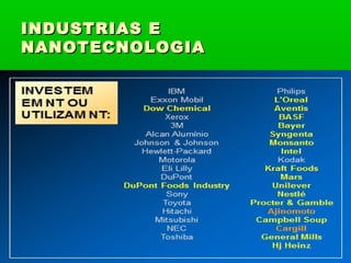 INDUSTRIAS E
NANOTECNOLOGIA
 