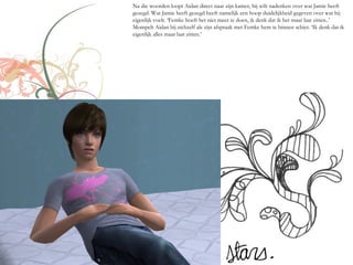 Na die woorden loopt Aidan direct naar zijn kamer, hij wilt nadenken over wat Jamie heeft
gezegd. Wat Jamie heeft gezegd heeft namelijk een hoop duidelijkheid gegeven over wat hij
eigenlijk voelt. ‘Femke hoeft het niet meer te doen, ik denk dat ik het maar laat zitten..’
Mompelt Aidan bij zichzelf als zijn afspraak met Femke hem te binnen schiet. ‘Ik denk dat ik
eigenlijk alles maar laat zitten.’
 