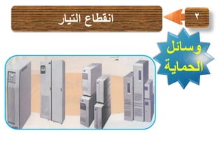 ‫2‬

‫انقطاع التيار‬

‫وسائل‬
‫الحماية‬

‫شكل (1-1-3) أشكال من مول الطاقة غير المنقطعة‬
‫)‪(UPS‬‬

 