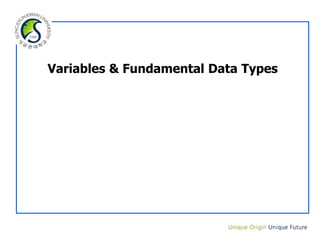 Variables & Fundamental Data Types
 