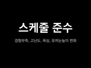 스케줄 준수
경험부족, 고난도, 욕심, 유저눈높이 변화
 