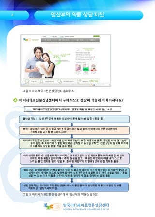 임산부의 약물 상담 지침
그림 4. 마더세이프전문상담센터 홈페이지
마더세이프전문상담센터에서 구체적으로 상담이 어떻게 이루어지나요?
그림 5. 마더세이프전문상담센터에서 임신부의 약물상담과정
6
 