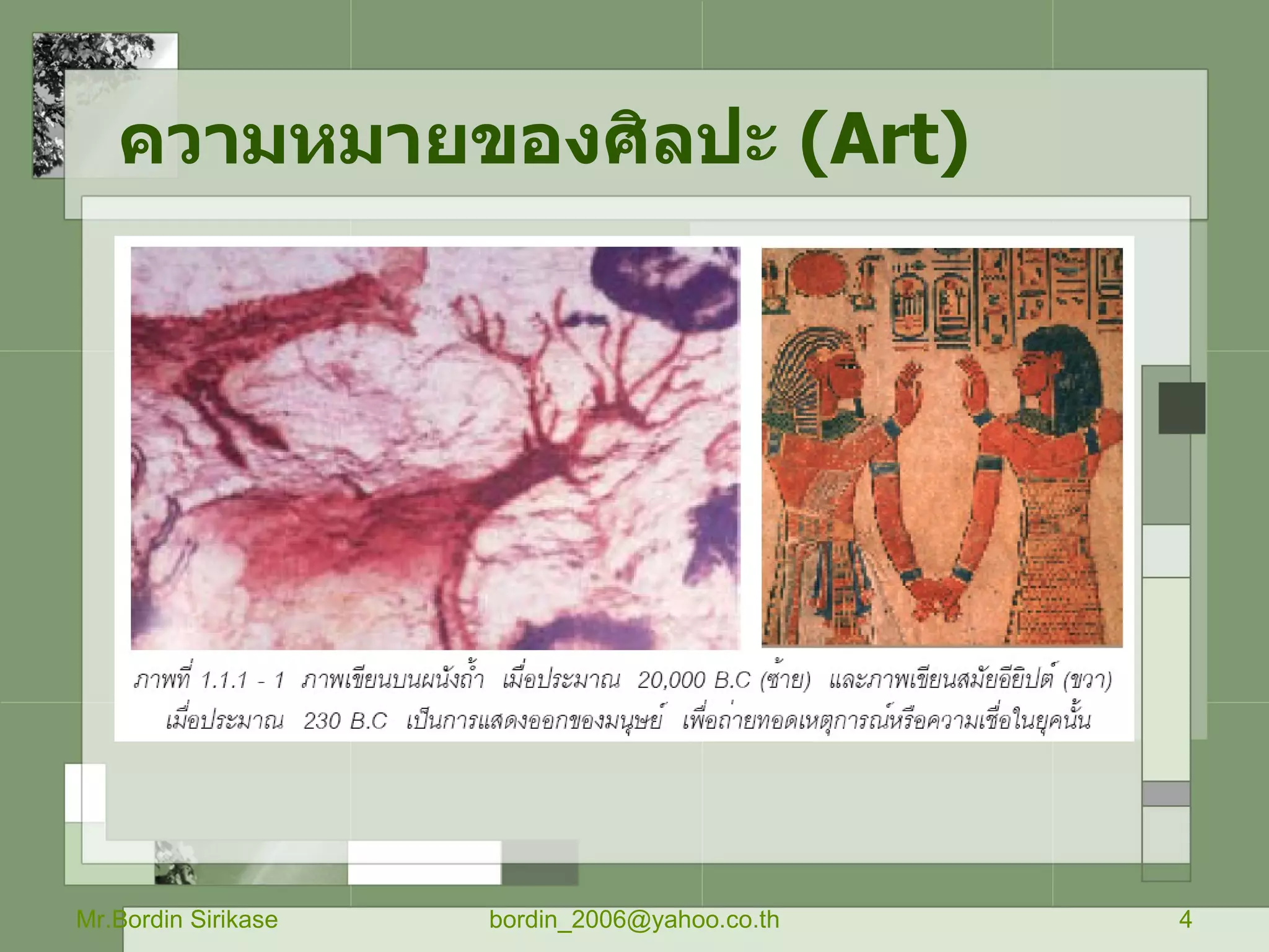 ความหมายของศิลปะ  ( Art) Mr.Bordin Sirikase [email_address] 