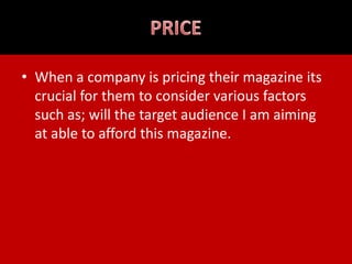 In 2008, EMAP then sold its consumer magazine to current owner Bauer media group.CONTENT ANALYSIS     If you  first open the kerrang magazine there is a contents page. This is quite brief but explains what features ,news, reviews and regular are in this weeks issue. The content page is laid out so its is easy to read and tells everything included which is good. Normally the kerrang magazine are using  white font on a black background with a small written I think  because they want to make the writing stand out and be easier for the readers to read out. what I also found out is that in every content pages there is a editor column. This column involves him or her  either describing the content of the issue or answering any question that has been posted in.