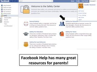 Facebook Help has many great resources for parents! 