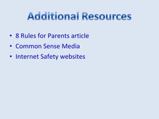 8 Rules for Parents article Common Sense Media Internet Safety websites  