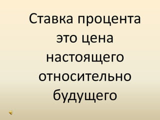  Ставка процента это цена настоящего относительно будущего