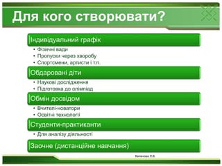Для кого створювати?Калачова Л.В.