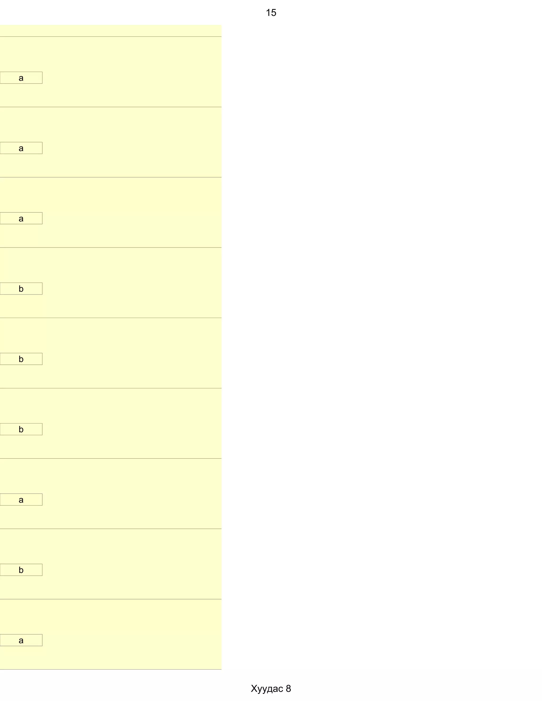 15




a




a




a




b




b




b




a




b




a




    Хуудас 8
 