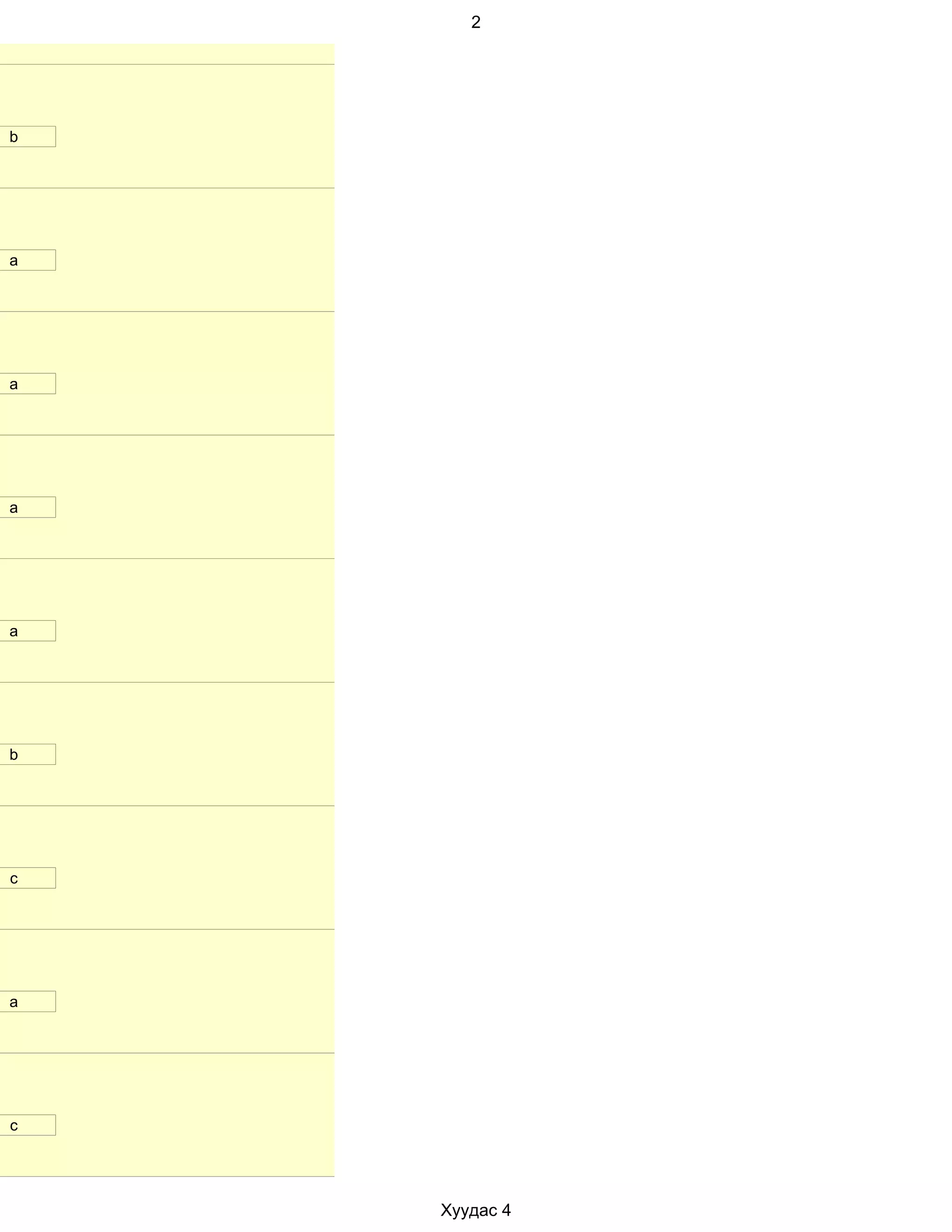 2




b




a




a




a




a




b




с




a




с




    Хуудас 4
 