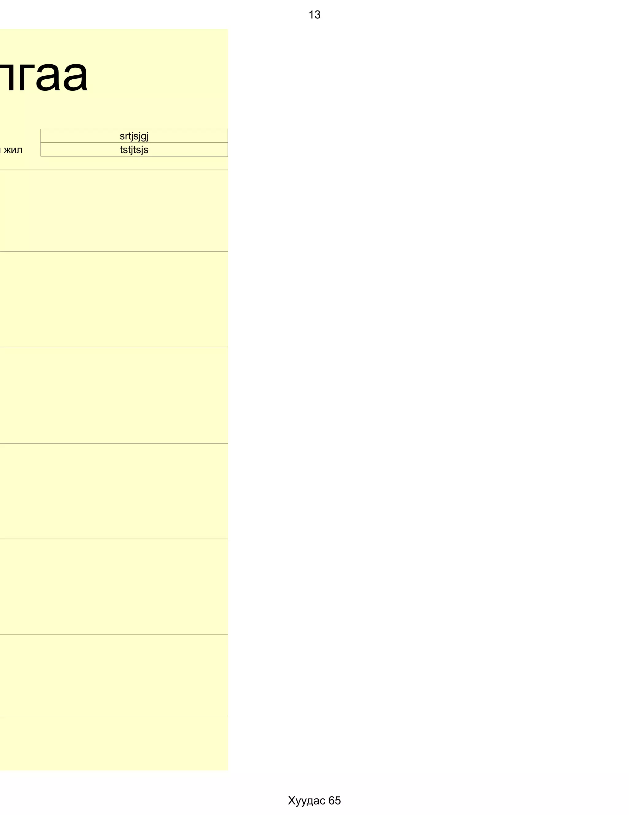 13




лгаа
        srtjsjgj
н жил   tstjtsjs




                   Хуудас 65
 