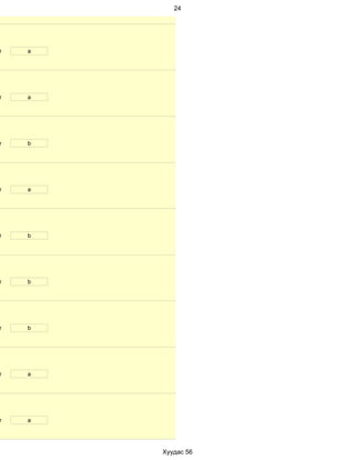 24




т   a




т   a




т   b




т   a




т   b




т   b




т   b




т   a




т   a




        Хуудас 56
 
