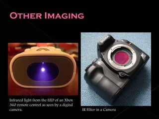 Infrared light from the LED of an Xbox 360 remote control as seen by a digital camera.  IR Filter in a Camera 