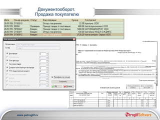 Документооборот.  Продажа покупателю 