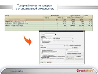 Товарный отчет по товарам  с отрицательной доходностью 