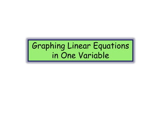 Graphing Linear Equations in One Variable 