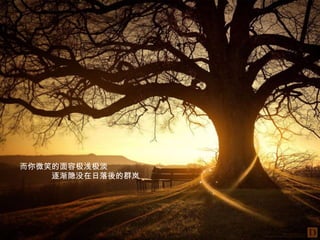 而你微笑的面容极浅极淡逐渐隐没在日落後的群岚