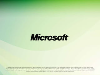© 2010 Microsoft Corporation. All rights reserved. Microsoft, Windows, Windows Vista and other product names are or may be...