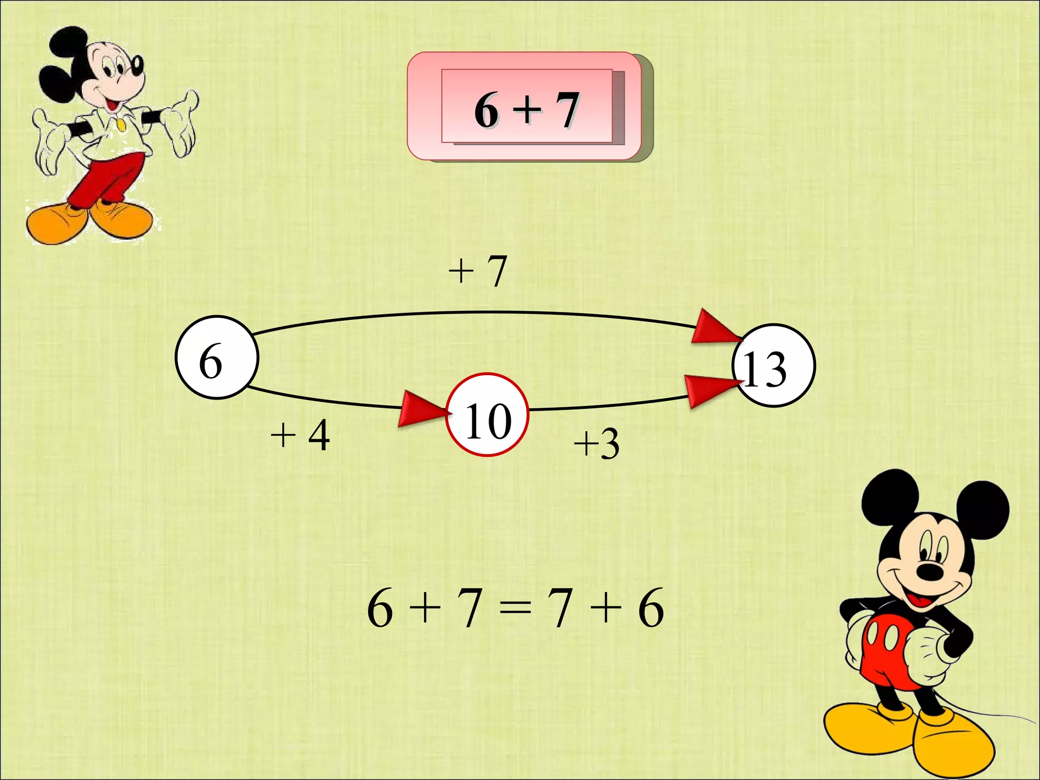 6 + 7 +  4 +3 13 10 6  + 7 = 7 + 6 6 + 7 