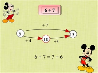 6 + 7 +  4 +3 13 10 6  + 7 = 7 + 6 6 + 7 