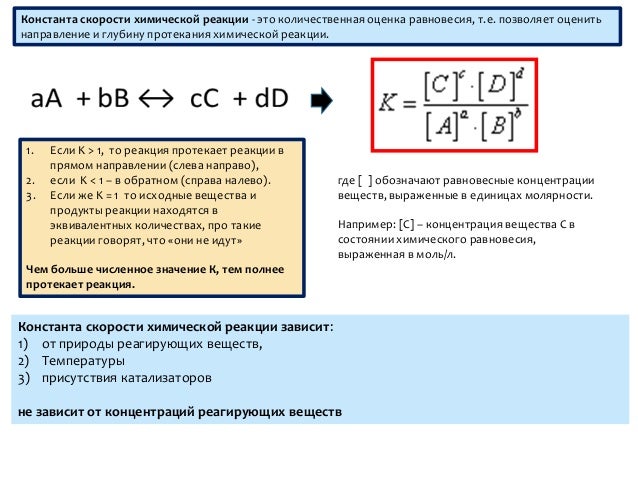Закон действующих масс для элементарных реакций. Закономерности протекания химических реакций.