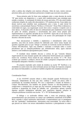 A lei 10.639/03 e a Formação Contínua.