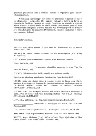 A lei 10.639/03 e a Formação Contínua.