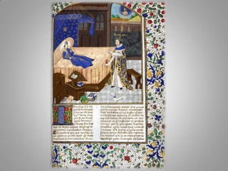 Дамы (возраст от 18 до 28 лет): 1. Пампинея  (Pampinea, «цветущая») — родственница одного из юношей 2. Фьяметта  (Фиаметта) ( Fiammetta, «огонек») — возлюбленная автора, как считается, настоящее имя Мария д’Аквино,  внебрачная дочь Роберта Анжуйского3. Филомена (Filomena, «любительница пения») — псевдоним дамы,  в которую Боккаччо был влюблен до Фьямметты. Ей посвящена его поэма «Филострато». Это имя встречается также у Кретьена де Труа. 4. Емилия (Эмилия) (Emilia, «ласковая»). Это имяиспользовалось Боккаччо в нескольких произведениях («Тезеида», «Амето», «Любовное видение»). Отмечается её красота. 5. Лауретта (Lauretta, отсылает к образу Лауры— возлюбленной Петрарки. Особо хороша в танце и пении. 6. Неифила (Нейфила) (Neifile, «новая для любви») — любимаодним из юношей, скорее всего Памфило.  Отличается кротостью нрава. 7. Елиза (Элисса) (Elissa, второе имя Дидоны  Вергилия). Отличается насмешливостью. 