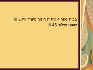 חינוך מיוחד ושילוב בבית ספר 4 כיתות חינוך מיוחד ורגשי 45 שעות שילוב 