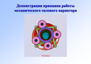 Демонстрация принципа работы
механического силового вариатора
 