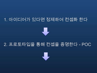1. 아이디어가 있다면 정제하여 컨셉화 한다




2. 프로토타입을 통해 컨셉을 증명한다 - POC
 