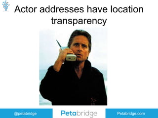 @petabridge Petabridge.com
Actor addresses have location
transparency
 