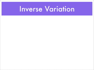 Inverse Variation
 