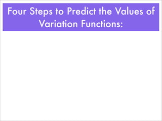 Four Steps to Predict the Values of
       Variation Functions:
 
