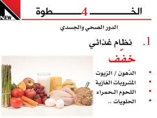 ‫4‬
‫الخــــــــــــــــ ـــــــــــطوج‬
       ‫ايدٚز ايصخٞ ٚادتطدٟ‬

                  ‫1. ْظاّ غرا٥ٞ‬
                        ‫خ ّف‬
                         ‫ف‬
                     ‫اي ّٖٕٛ / ايصٜٛ‬
                                ‫د‬      ‫•‬
                   ‫املػسٚبا ايػاشٜ١‬    ‫•‬
                   ‫ايًخّٛ ايــخُسا٤‬    ‫•‬
                        ‫اذتًٜٛا ..‬     ‫•‬
 