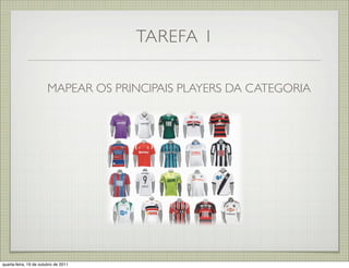 TAREFA 1

                        MAPEAR OS PRINCIPAIS PLAYERS DA CATEGORIA




quarta-feira, 19 de outubro de 2011
 