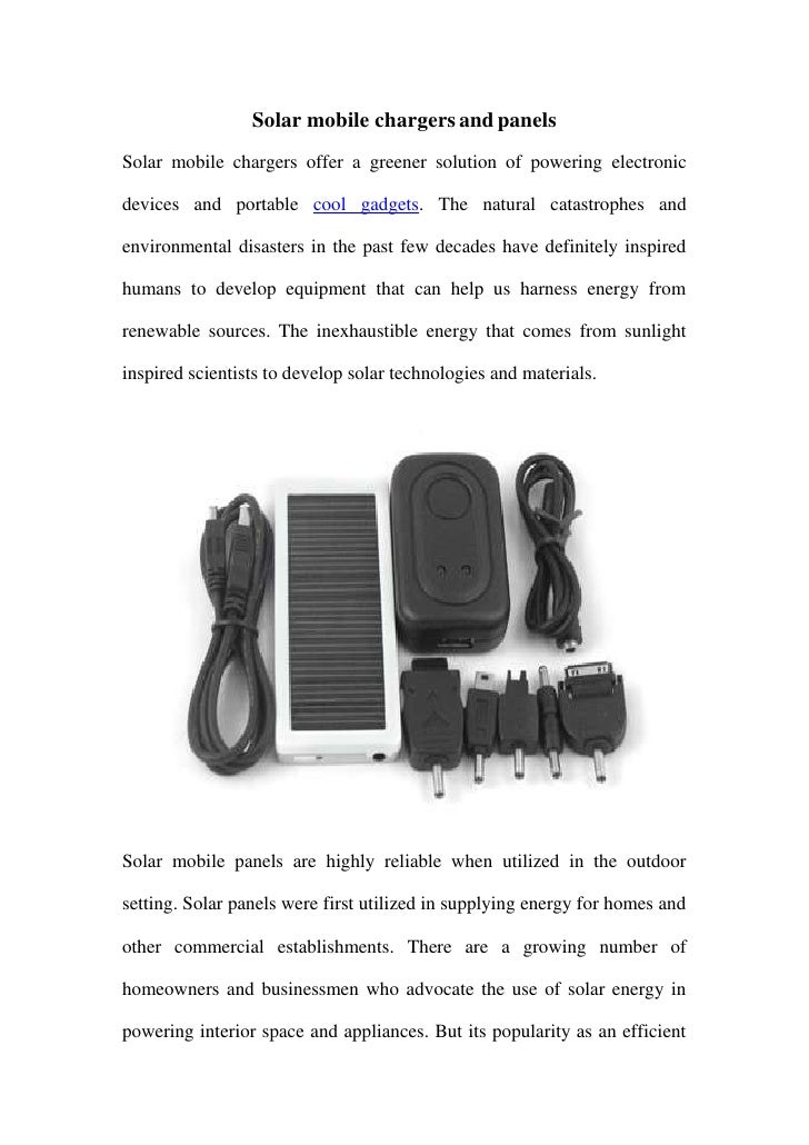 Solar mobile chargers and panels