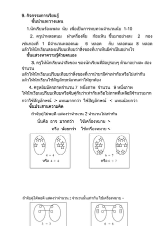 9


                                                1-10
    2.                                                 2
          1                     6                      8



     3.




    4.                      7               9


                  >

                                2
                                     >
                                     <




              4 = 4                 6 = 7
                4 > 4                 6 < 7




                        2                       =




          3 = 3                     6 = 6
 