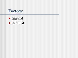 Factors: Internal  External 